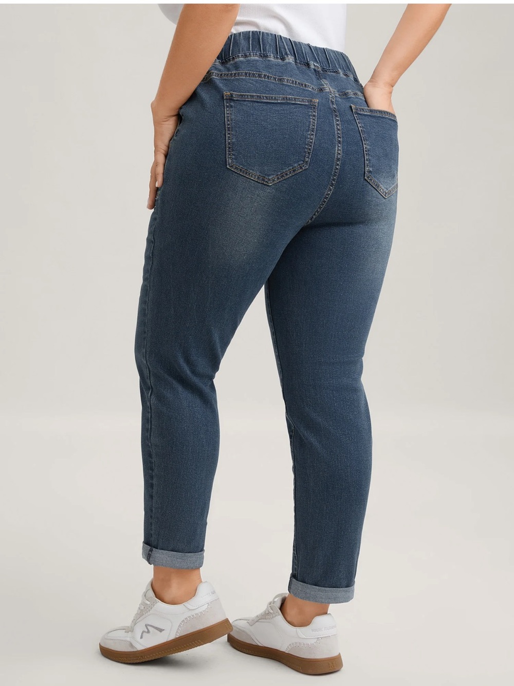 Bloomchic Drawstring Elastic Waist Roll Hem Jeans Dark Blue |Sz 20/2x